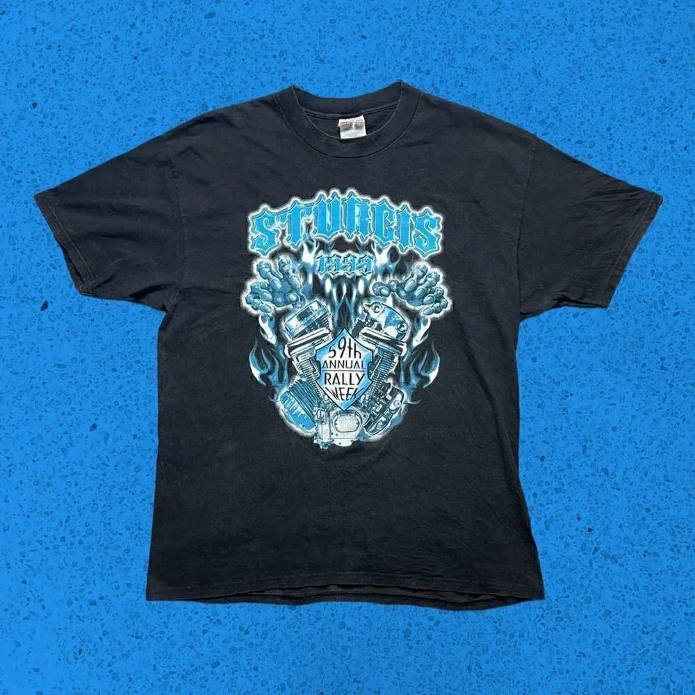 Vintage sturgis biker shirt 1999 men’s XL black blue Harley Davidson - Picture 1 of 5
